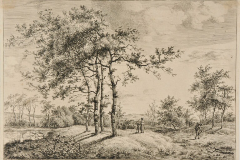 LANDSCAPE WITH GROUP OF FOUR TREES IN CENTER