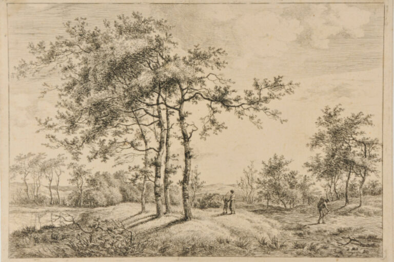 LANDSCAPE WITH GROUP OF FOUR TREES IN CENTER