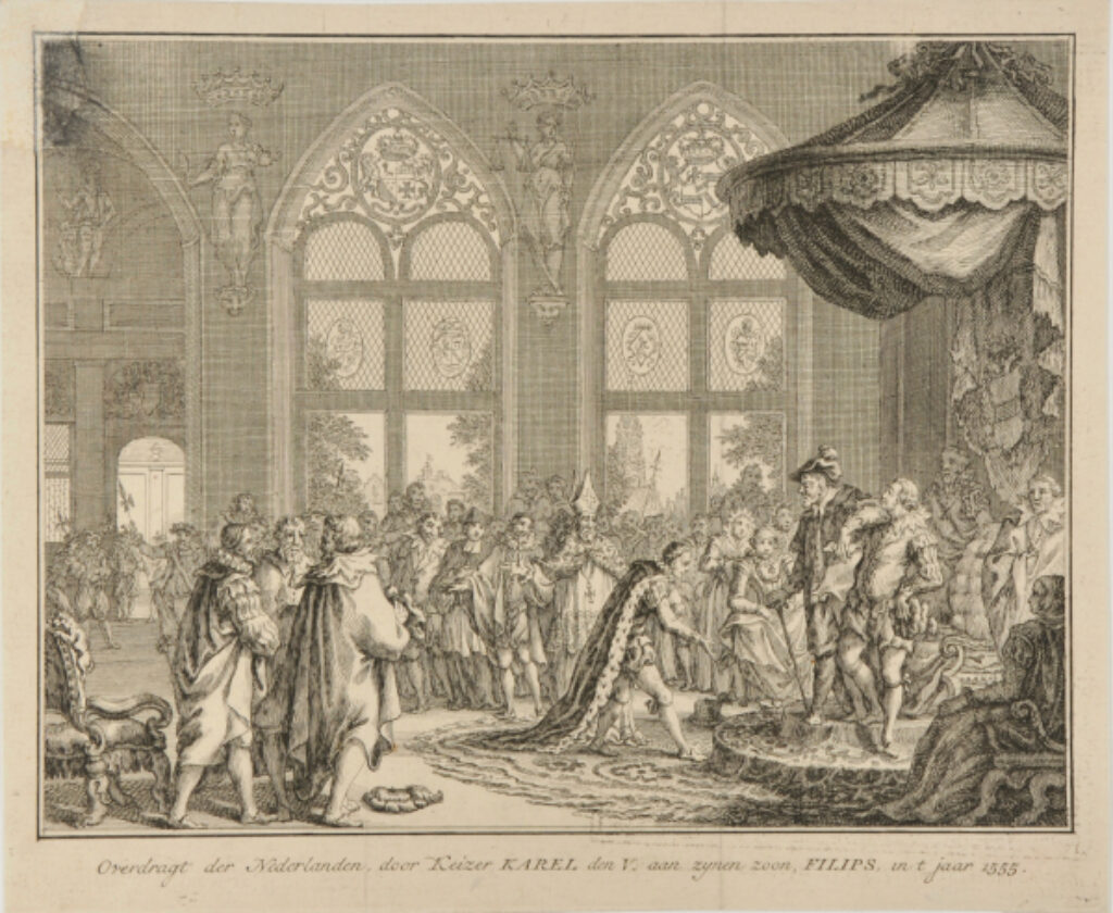 Taking Over of the Netherlands by Kaisar Charles V and His Son Philip