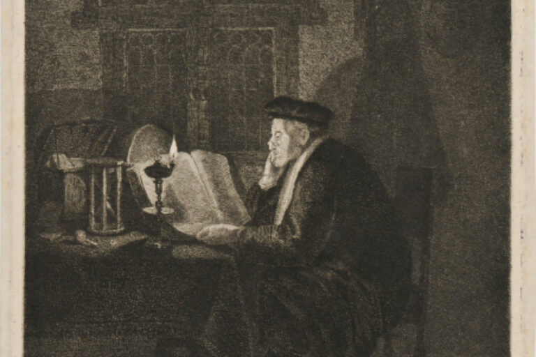 THE PHILOSOPHER READING BY CANDLELIGHT