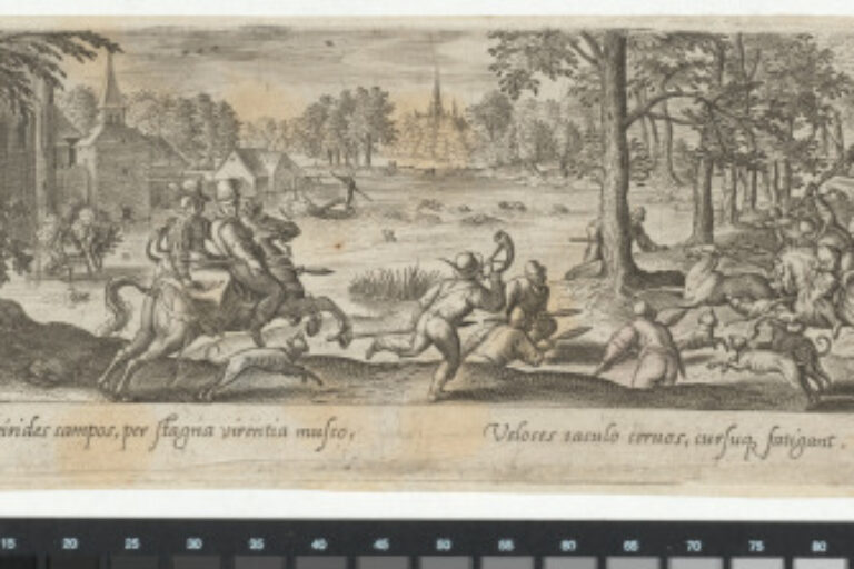 THE STAG HUNT WITH HOUNDS AND HORSES