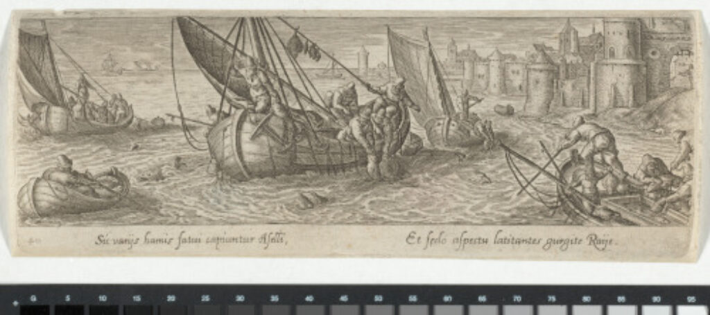 Fishing in the Sea by a Fortified Town