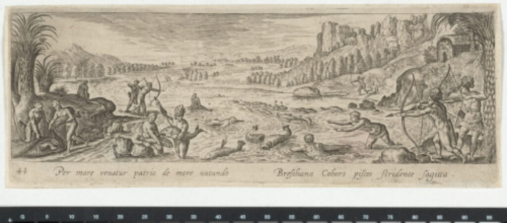 Shooting Fish in River with Arrows