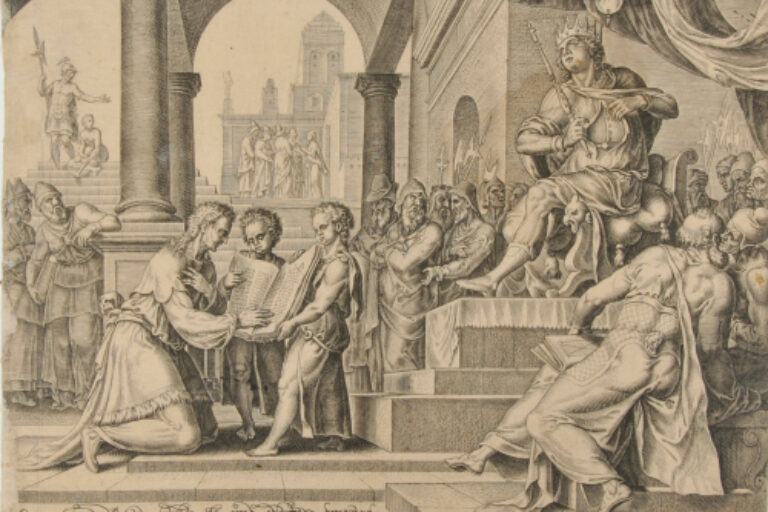 SHAPHAN READING THE BOOK OF THE LAW TO JOSIAH