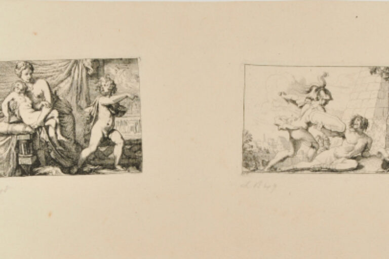 TWO ILLUSTRATIONS FROM THE STORY OF DIDO AND AENEAS: THE METAMORPHOSIS OF LOVE AND AENEAS KILLING TURNUS