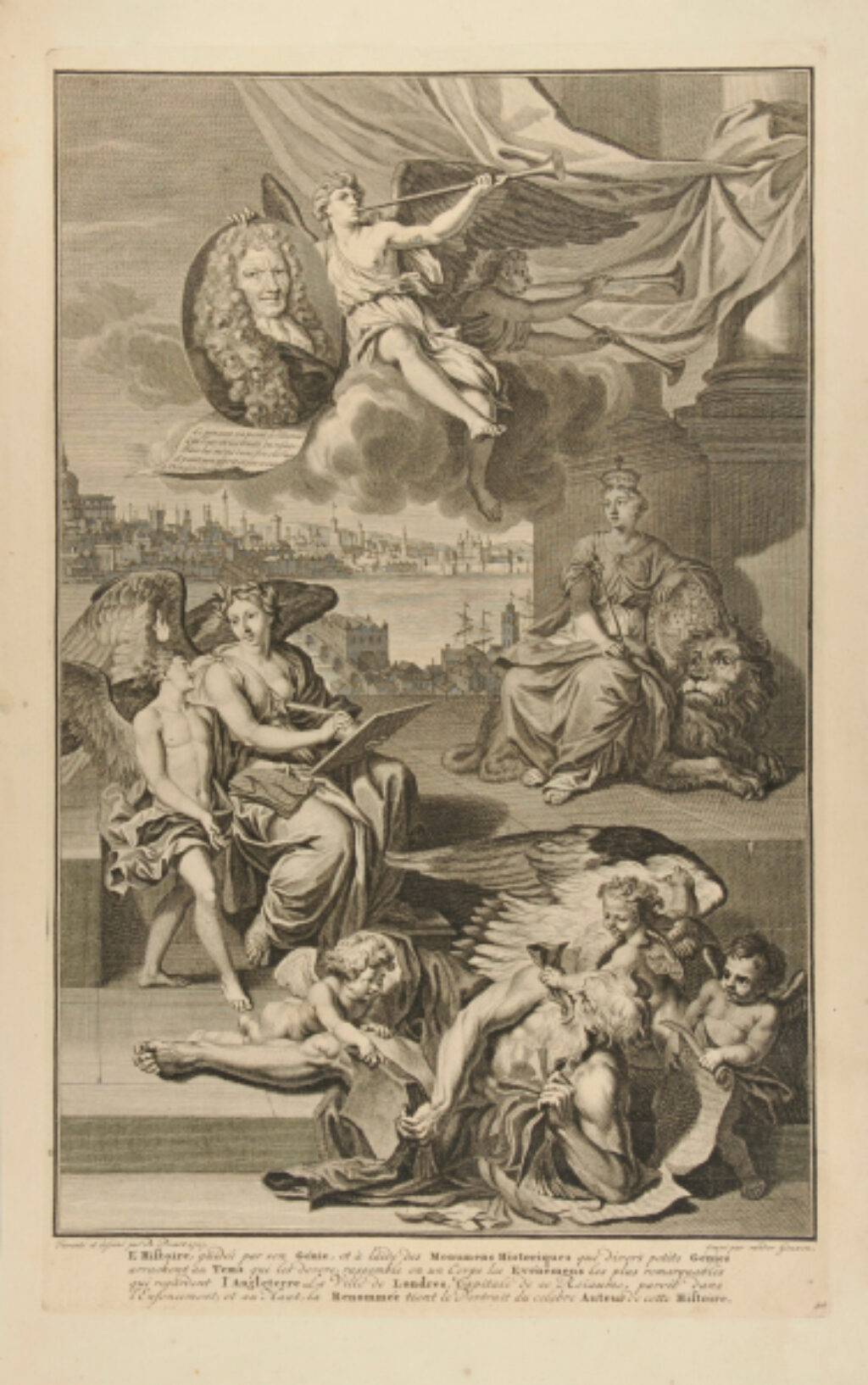 History, Guided by Genius and Other Allegorical Subjects, Including Renown, Holding Portrait of the Author of This History