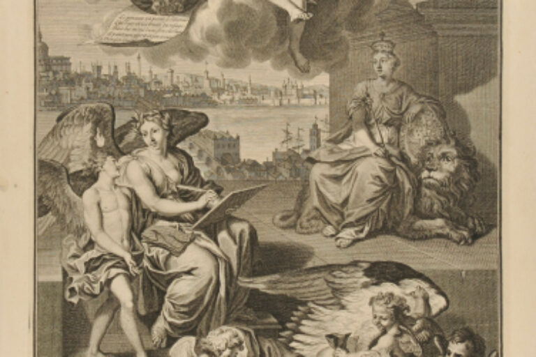 HISTORY, GUIDED BY GENIUS AND OTHER ALLEGORICAL SUBJECTS, INCLUDING RENOWN, HOLDING PORTRAIT OF THE AUTHOR OF THIS HISTORY