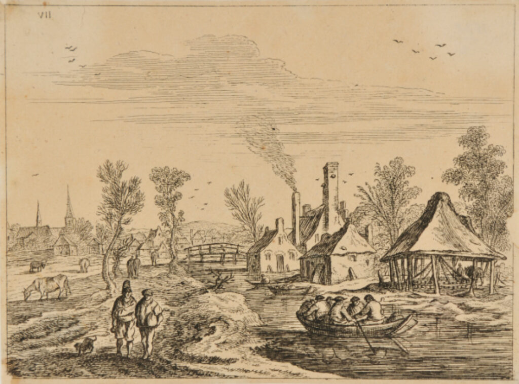 River Landscape with Six Men in a Row Boat - Image 2