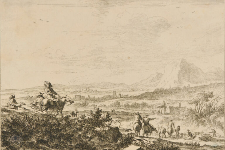 VAST PLAIN, WITH HUNTING SCENE IN FOREGROUND