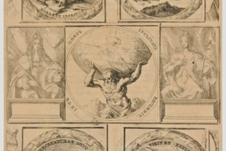 ATLAS CARRYING THE WORLD, SURROUNDED BY SIX OTHER SUBJECTS