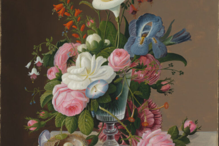 EARLY SUMMER FLOWERS IN A CELERY GLASS