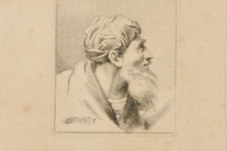 PROFILE OF MAN WITH BEARD AND TURBAN, TURNED TO RIGHT