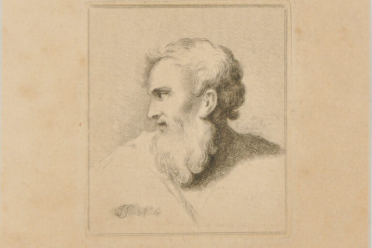 PROFILE OF MAN WITH FLOWING BEARD, TURNED TO LEFT