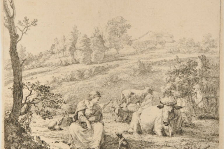 THE SHEPHERDESS WITH HER DOG