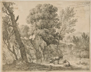 The Laborer with Two Donkeys near a River