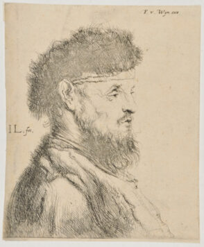 Head of Man, Wearing Fur Cap, Turned to Right