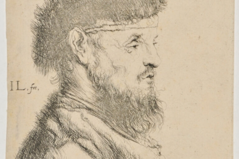 HEAD OF MAN, WEARING FUR CAP, TURNED TO RIGHT
