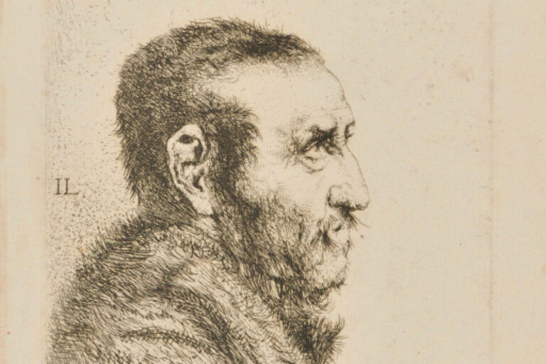 HEAD OF MAN WITH SHORT HAIR AND BEARD, TURNED TO RIGHT