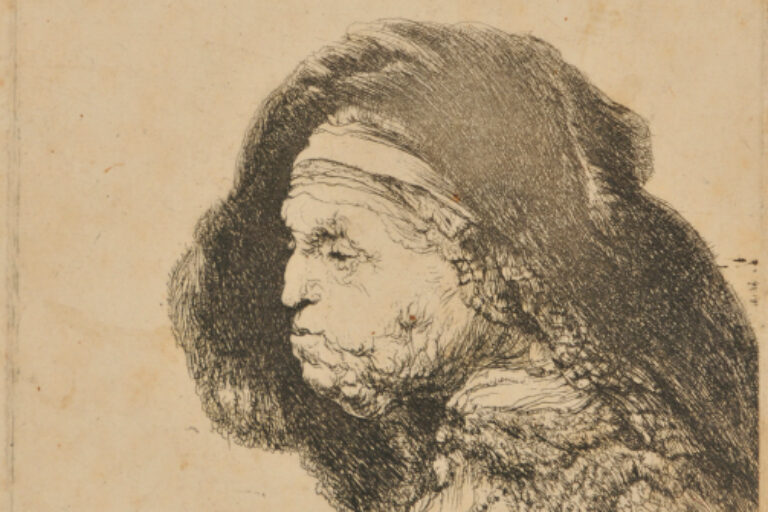 HEAD OF OLD WOMAN WITH HEAD CLOTH, TURNED TO LEFT