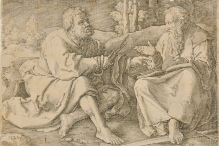 SAINT PETER AND SAINT PAUL SEATED IN A LANDSCAPE