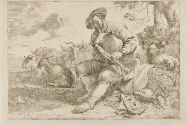 SHEPHERD PLAYING THE BAGPIPE