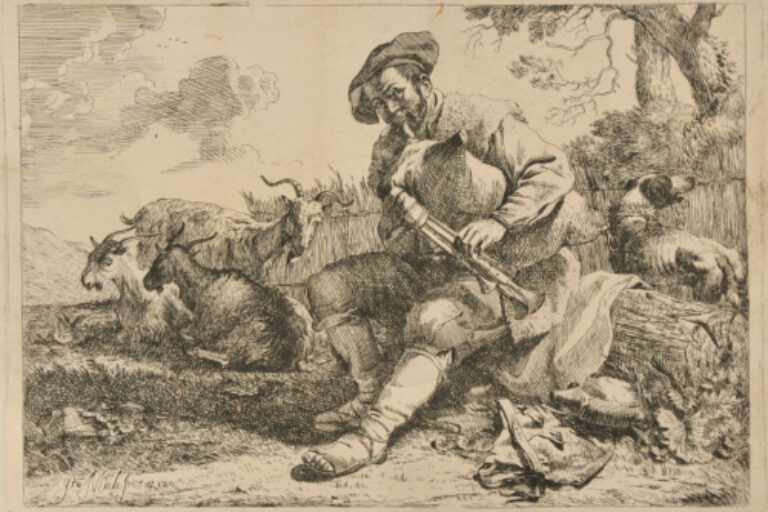 SHEPHERD PLAYING THE BAGPIPE