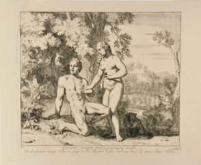 Seven illustrations from the book of Genesis: Adam and Eve in paradise