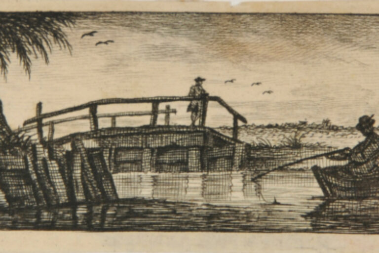 RIVER LANDSCAPE WITH BRIDGE