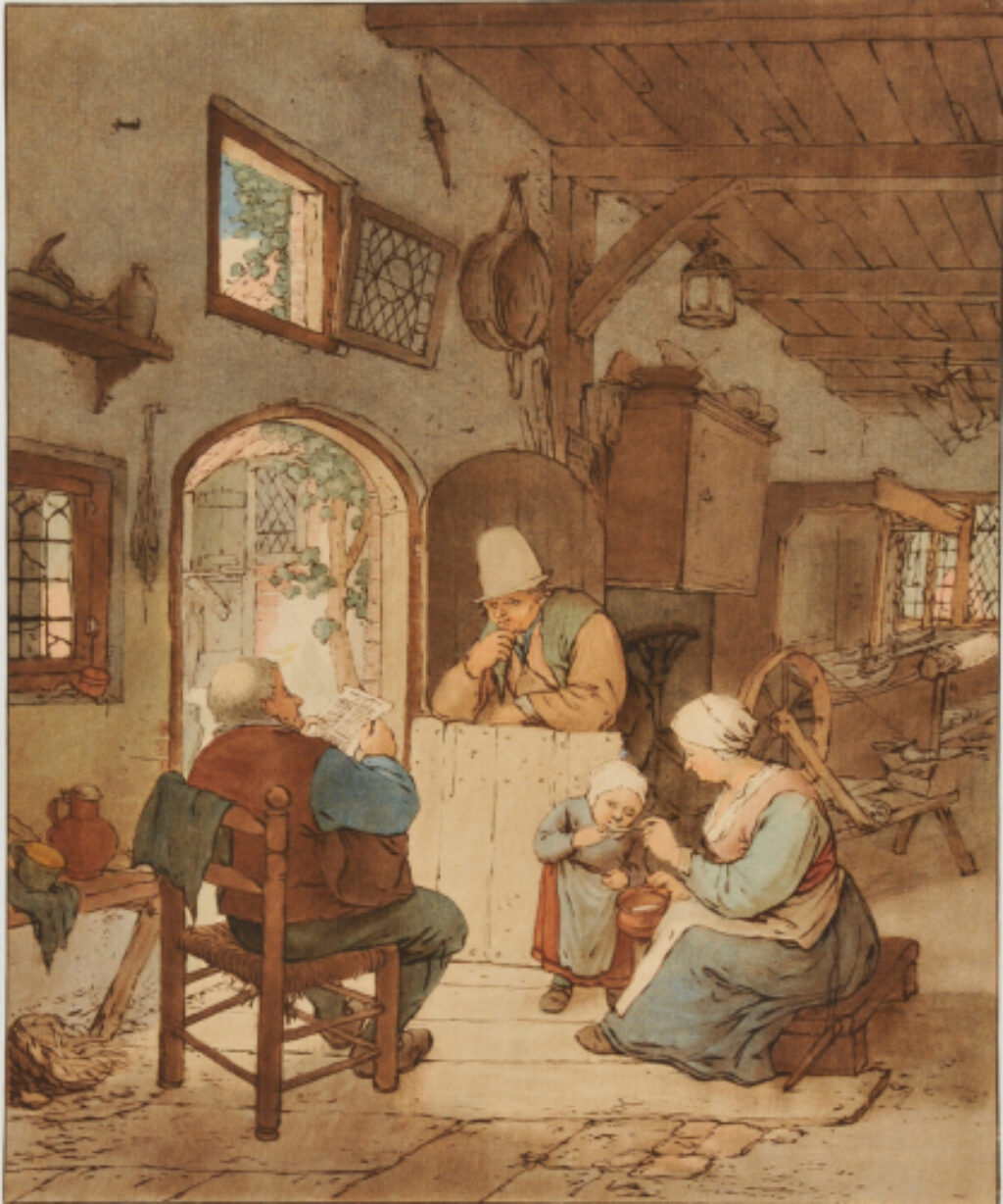 Interior Scene with Man Reading a Newspaper