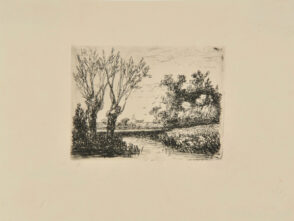Landscape with Two Willows, Church in Distance