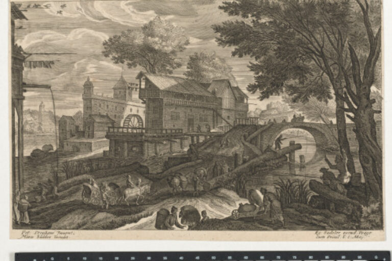 RIVER LANDSCAPE, WITH MILL AND MEN FISHING