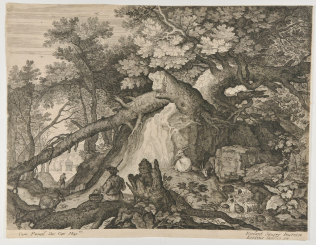 Landscape, with Gnarled Tree and Goats