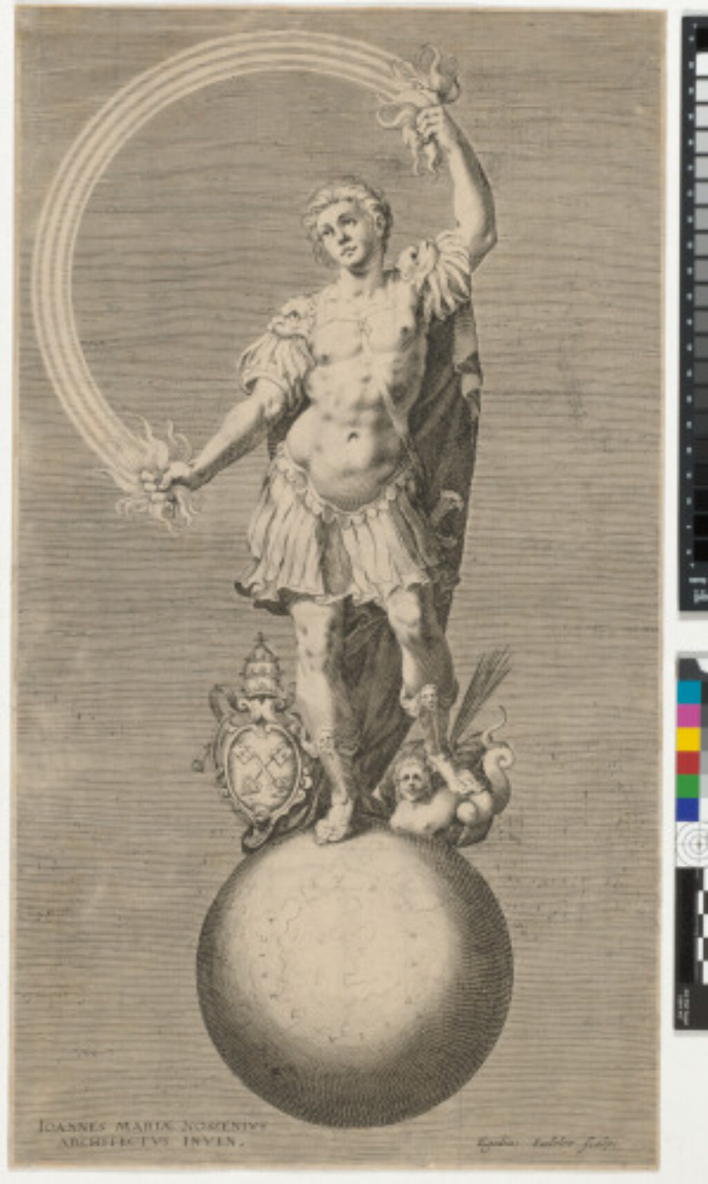 Allegory – Male Figure Standing on Terrestrial Globe