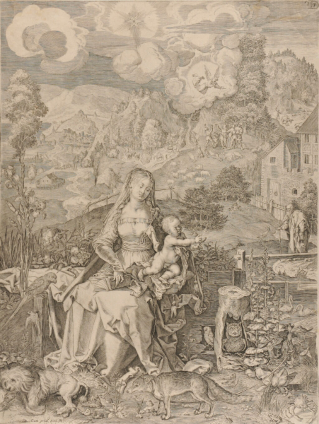 Virgin and Child Sitting in Landscape