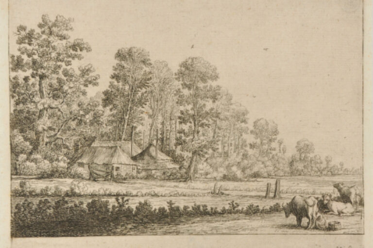 LANDSCAPE WITH WOMAN MILKING A COW