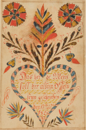 Bookplate with Heart and Stylized Floral Motifs
