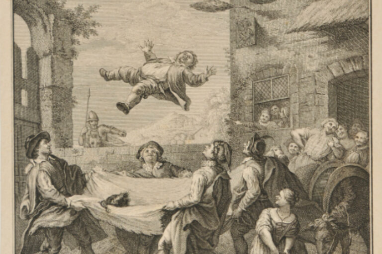 SANCHO PANZA BEING TOSSED IN A BLANKET