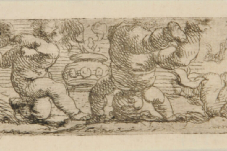 THREE CHILDREN PLAYING, THE MIDDLE ONE STANDING ON HIS HEAD