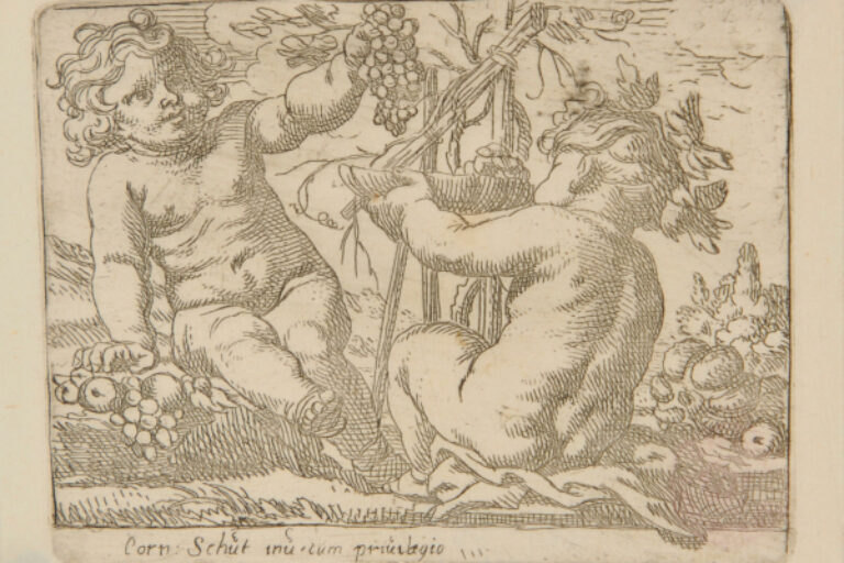 AUTUMN, REPRESENTED BY TWO CHILDREN WITH FRUIT