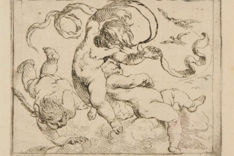 THREE FLOATING PUTTI WITH BANDEROL