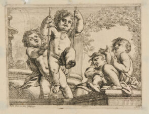 Four Children at Play, One in a Swing
