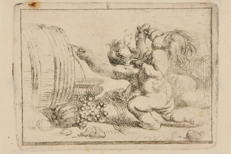 TWO CHILDREN NEAR A CASK OF WINE