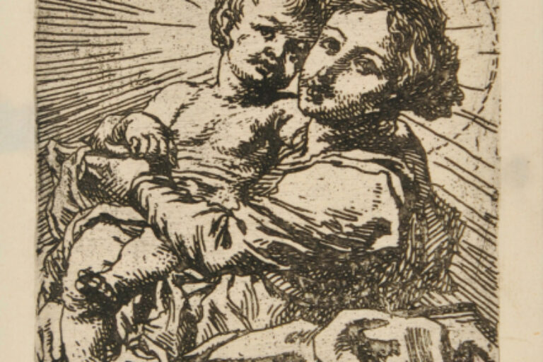 VIRGIN, TURNED TO LEFT, HOLDING CHILD IN HER ARMS