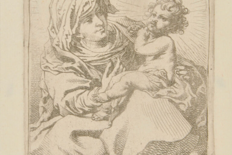 VIRGIN AND CHILD, THE LATTER SITTING ON THE VIRGIN'S RIGHT KNEE