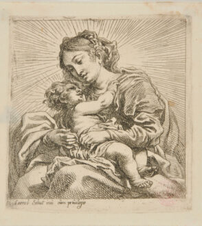 Virgin, Turned to Left, Holding Child in Her Lap
