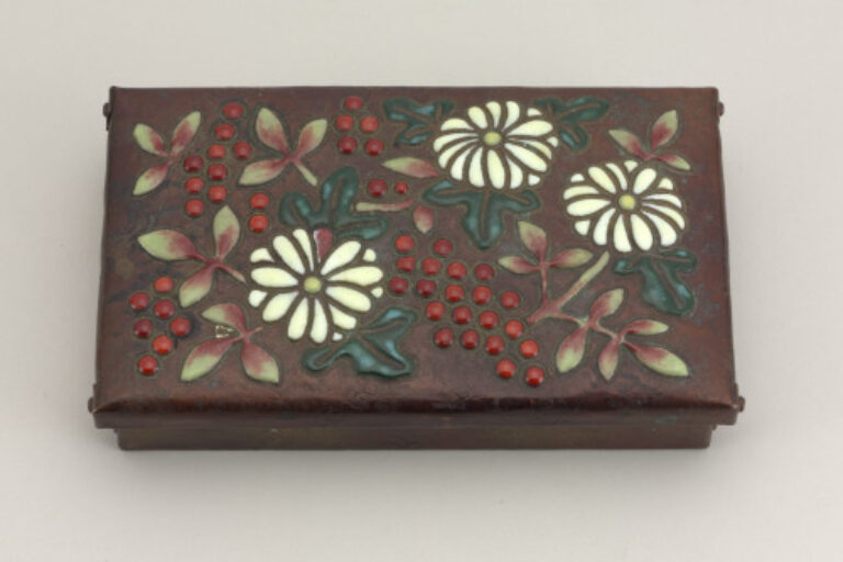 Box Decorated with Nandina Berries and Asters