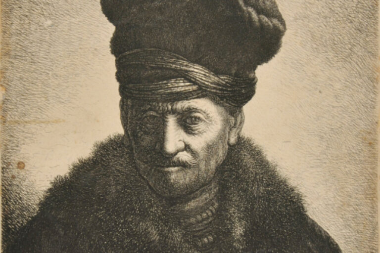 BUST OF A MAN, WEARING A HIGH CAP