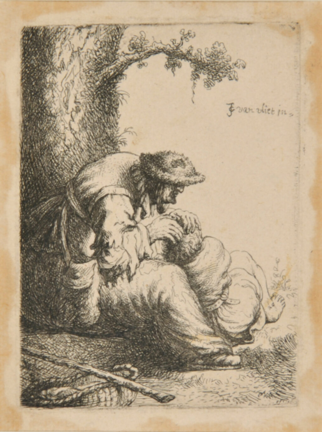 Beggar Woman Fleaing a Boy