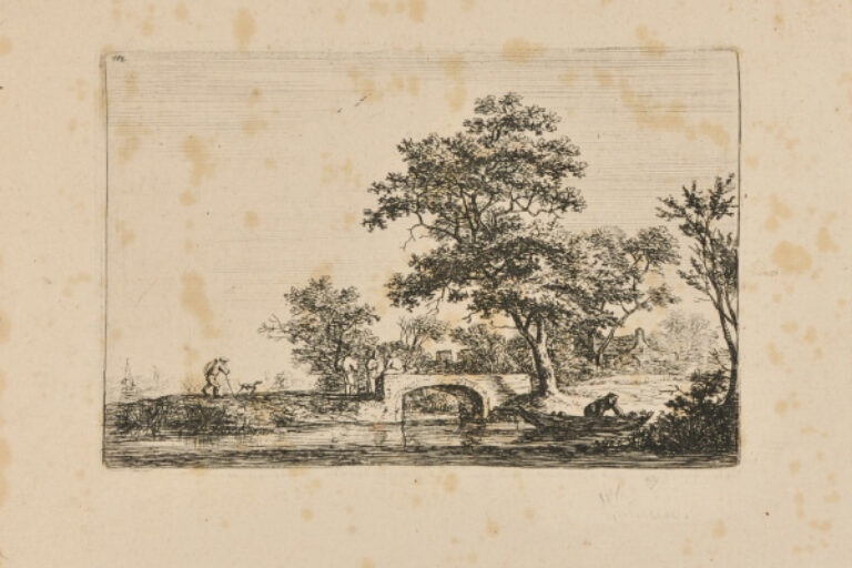 FOUR MEN ON A STONE BRIDGE