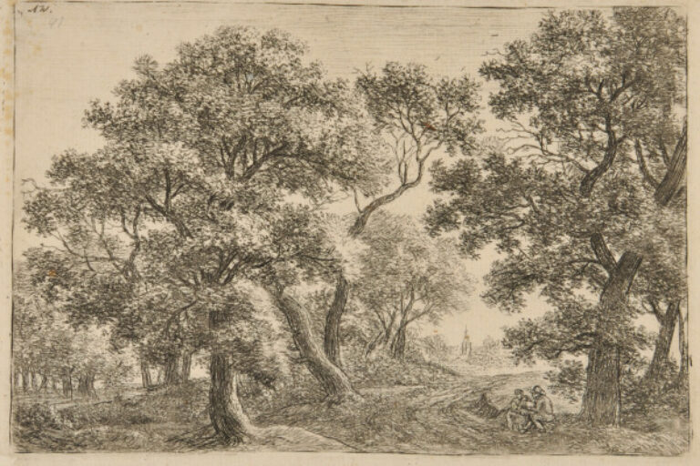 A MAN AND THE WOMAN AT THE FOOT OF AN OAK